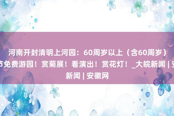 河南开封清明上河园：60周岁以上（含60周岁）重阳节免费游园！赏菊展！看演出！赏花灯！_大皖新闻 | 安徽网