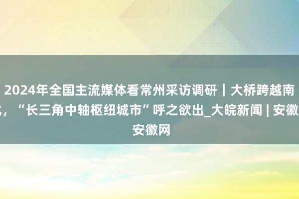 2024年全国主流媒体看常州采访调研｜大桥跨越南北，“长三角中轴枢纽城市”呼之欲出_大皖新闻 | 安徽网