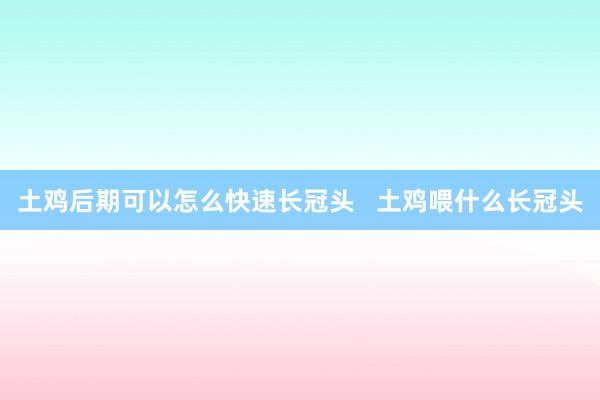 土鸡后期可以怎么快速长冠头   土鸡喂什么长冠头