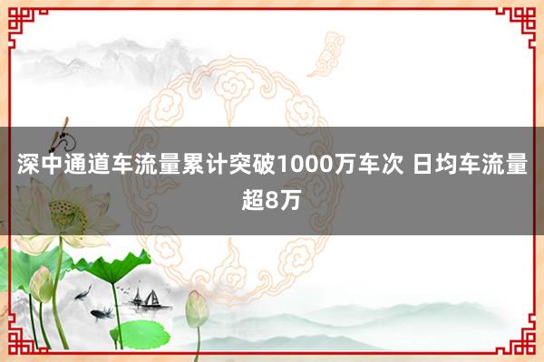 深中通道车流量累计突破1000万车次 日均车流量超8万