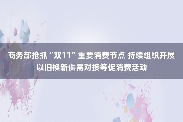 商务部抢抓“双11”重要消费节点 持续组织开展以旧换新供需对接等促消费活动