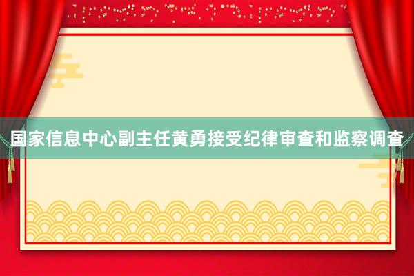 国家信息中心副主任黄勇接受纪律审查和监察调查