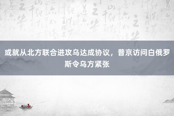 或就从北方联合进攻乌达成协议，普京访问白俄罗斯令乌方紧张