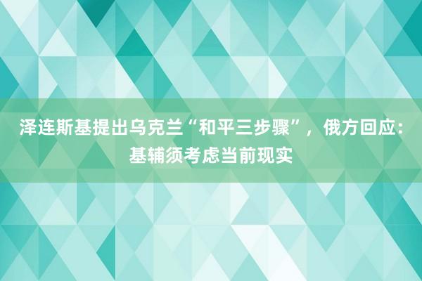 泽连斯基提出乌克兰“和平三步骤”，俄方回应：基辅须考虑当前现实