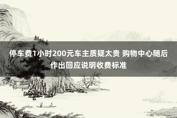 停车费1小时200元车主质疑太贵 购物中心随后作出回应说明收费标准