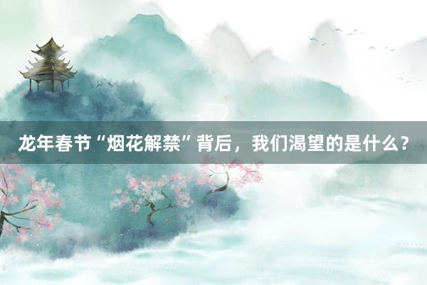 龙年春节“烟花解禁”背后，我们渴望的是什么？