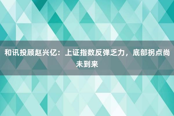 和讯投顾赵兴亿：上证指数反弹乏力，底部拐点尚未到来