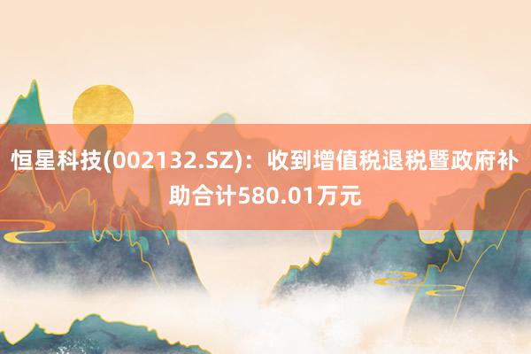 恒星科技(002132.SZ)：收到增值税退税暨政府补助合计580.01万元