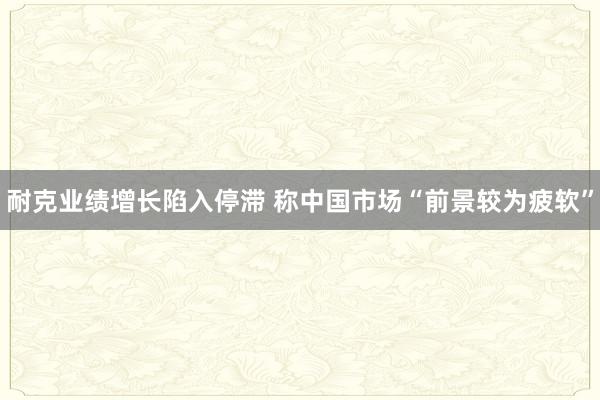 耐克业绩增长陷入停滞 称中国市场“前景较为疲软”