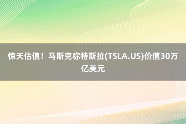 惊天估值！马斯克称特斯拉(TSLA.US)价值30万亿美元