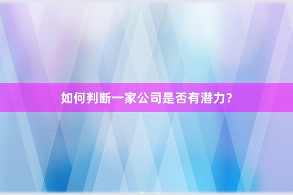 如何判断一家公司是否有潜力？