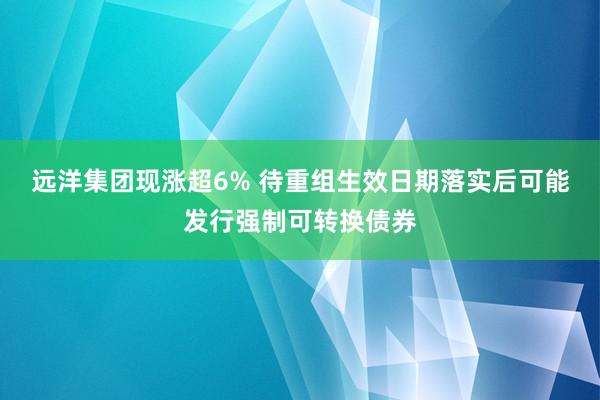 远洋集团现涨超6% 待重组生效日期落实后可能发行强制可转换债券