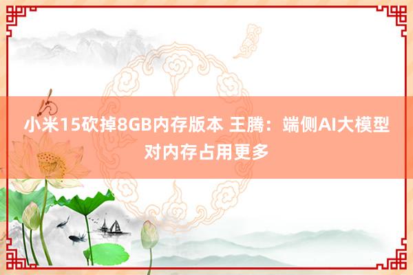 小米15砍掉8GB内存版本 王腾：端侧AI大模型对内存占用更多