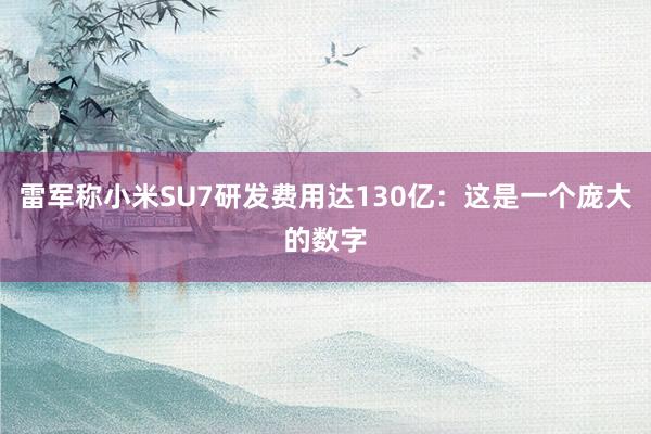 雷军称小米SU7研发费用达130亿：这是一个庞大的数字