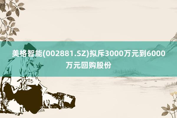 美格智能(002881.SZ)拟斥3000万元到6000万元回购股份