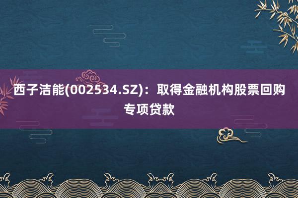 西子洁能(002534.SZ)：取得金融机构股票回购专项贷款