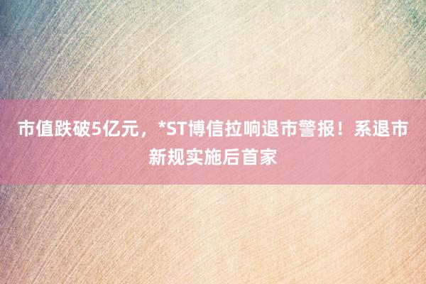 市值跌破5亿元，*ST博信拉响退市警报！系退市新规实施后首家