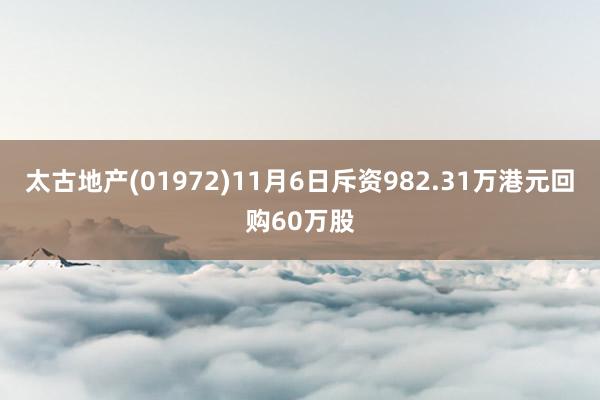 太古地产(01972)11月6日斥资982.31万港元回购60万股