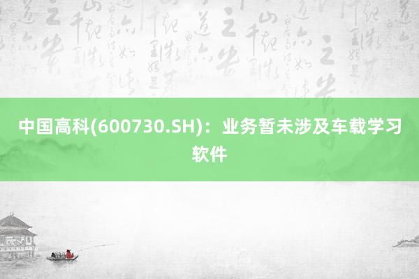 中国高科(600730.SH)：业务暂未涉及车载学习软件