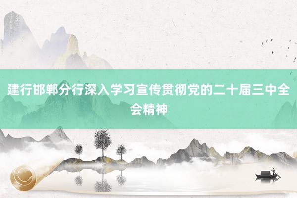 建行邯郸分行深入学习宣传贯彻党的二十届三中全会精神