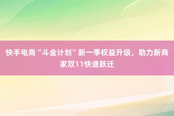 快手电商“斗金计划”新一季权益升级，助力新商家双11快速跃迁