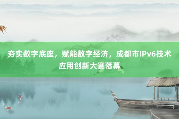 夯实数字底座，赋能数字经济，成都市IPv6技术应用创新大赛落幕