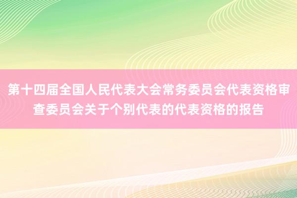 第十四届全国人民代表大会常务委员会代表资格审查委员会关于个别代表的代表资格的报告