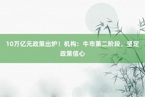 10万亿元政策出炉！机构：牛市第二阶段，坚定政策信心