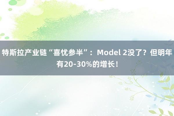 特斯拉产业链“喜忧参半”：Model 2没了？但明年有20-30%的增长！