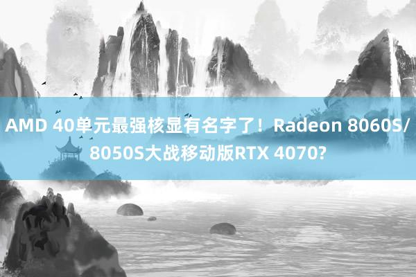 AMD 40单元最强核显有名字了！Radeon 8060S/8050S大战移动版RTX 4070?