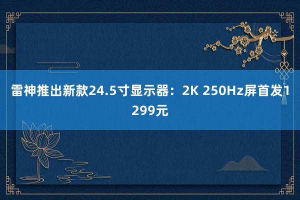 雷神推出新款24.5寸显示器：2K 250Hz屏首发1299元