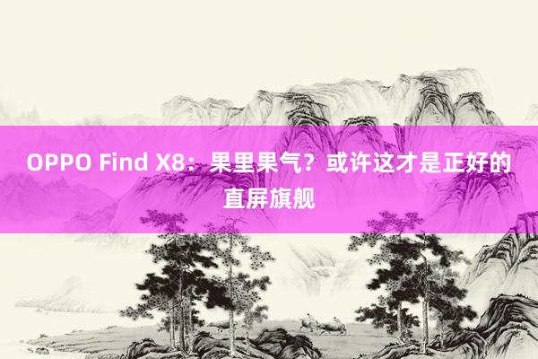 OPPO Find X8：果里果气？或许这才是正好的直屏旗舰