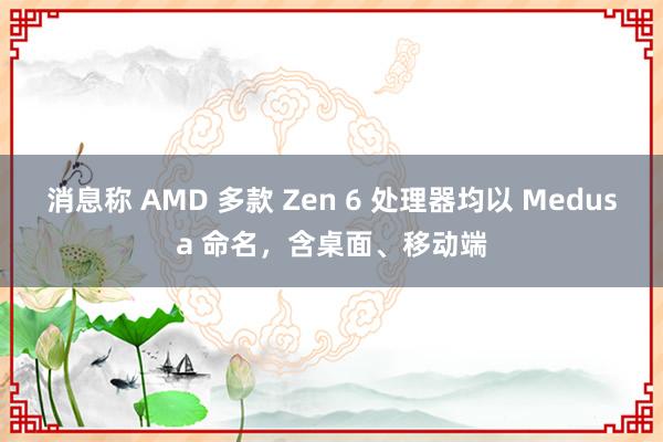 消息称 AMD 多款 Zen 6 处理器均以 Medusa 命名，含桌面、移动端