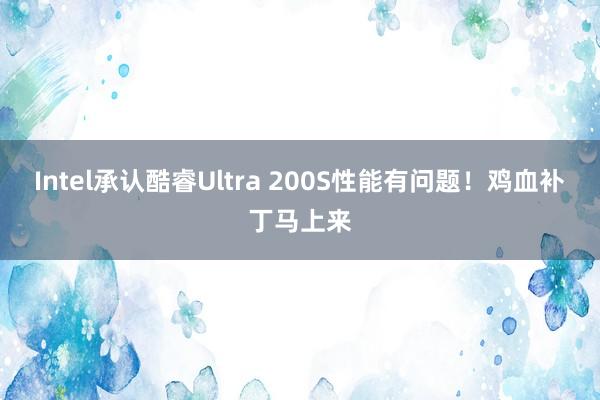 Intel承认酷睿Ultra 200S性能有问题！鸡血补丁马上来