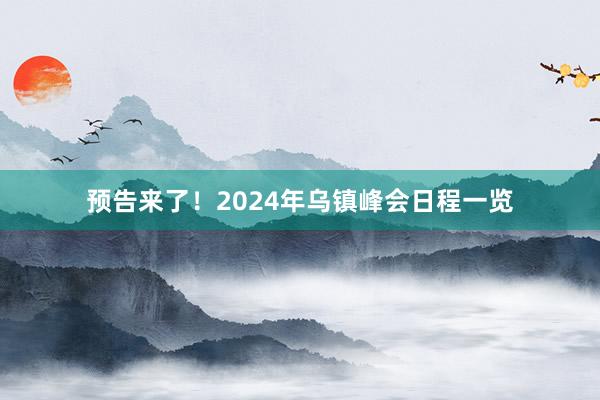 预告来了！2024年乌镇峰会日程一览