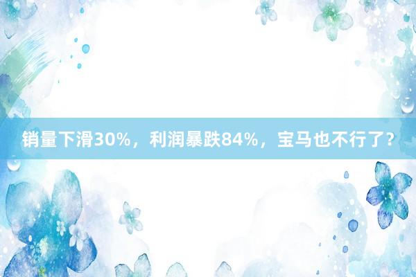 销量下滑30%，利润暴跌84%，宝马也不行了？