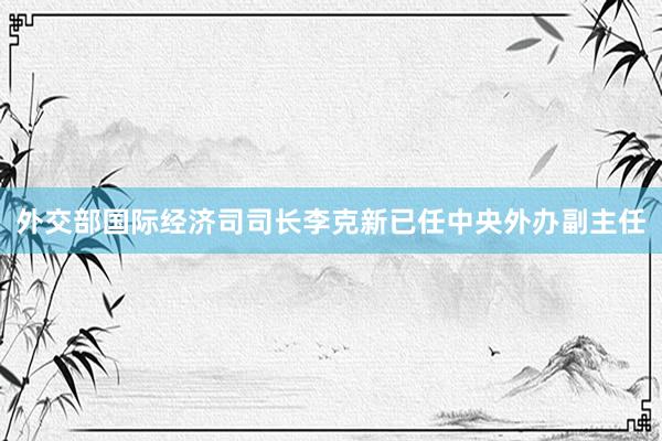 外交部国际经济司司长李克新已任中央外办副主任