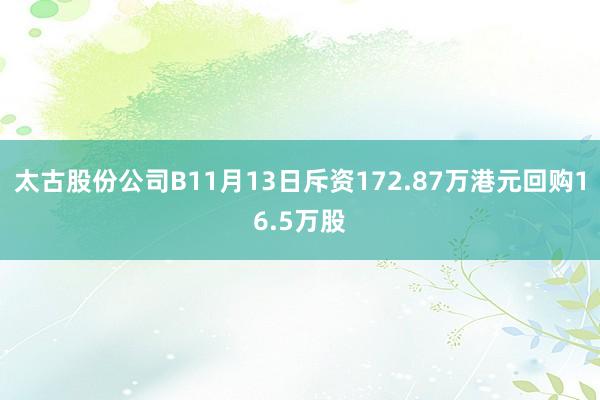 太古股份公司B11月13日斥资172.87万港元回购16.5万股