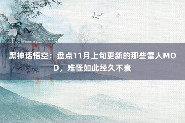 黑神话悟空：盘点11月上旬更新的那些雷人MOD，难怪如此经久不衰