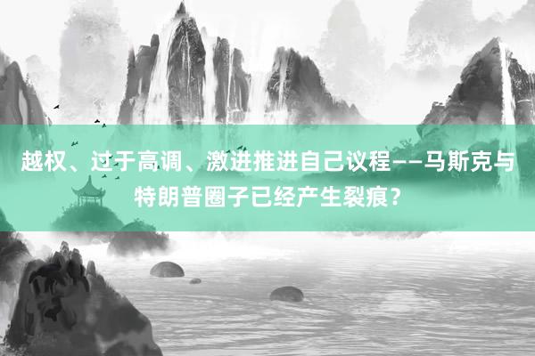 越权、过于高调、激进推进自己议程——马斯克与特朗普圈子已经产生裂痕？