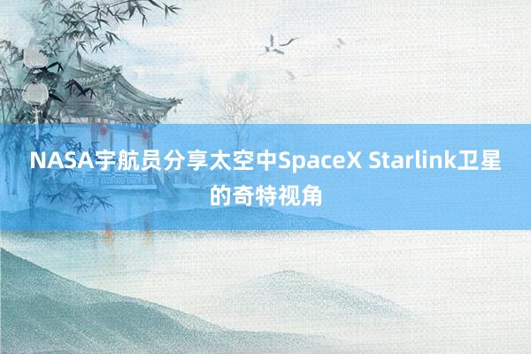 NASA宇航员分享太空中SpaceX Starlink卫星的奇特视角