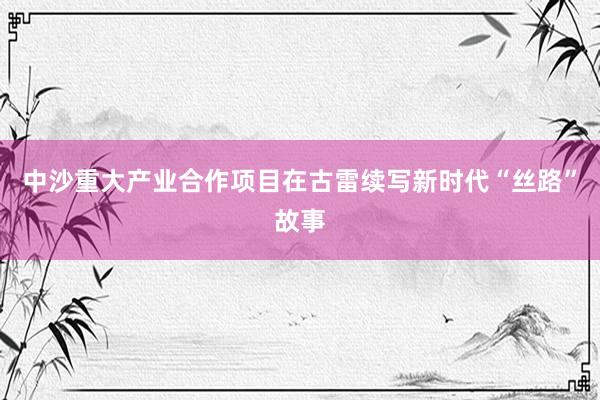 中沙重大产业合作项目在古雷续写新时代“丝路”故事