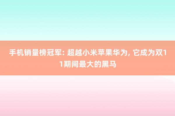 手机销量榜冠军: 超越小米苹果华为, 它成为双11期间最大的黑马