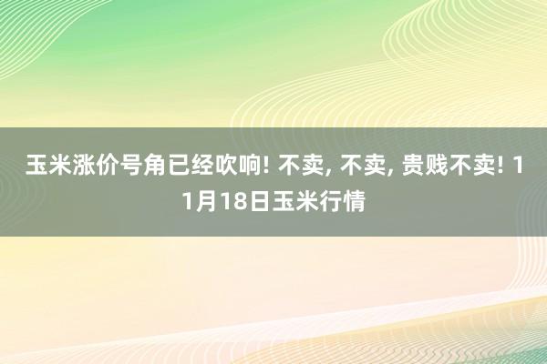 玉米涨价号角已经吹响! 不卖, 不卖, 贵贱不卖! 11月18日玉米行情