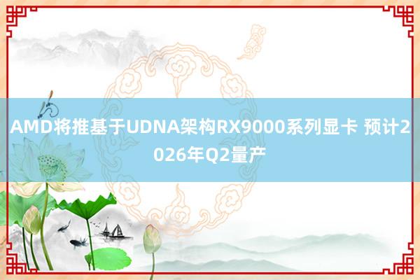 AMD将推基于UDNA架构RX9000系列显卡 预计2026年Q2量产