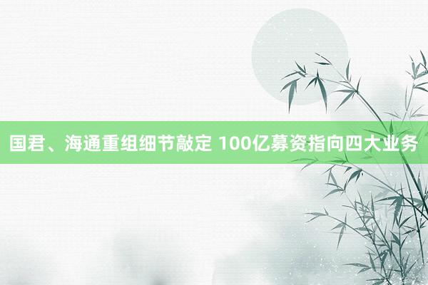 国君、海通重组细节敲定 100亿募资指向四大业务