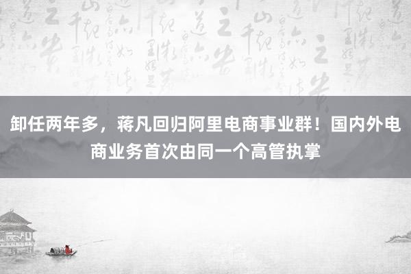 卸任两年多，蒋凡回归阿里电商事业群！国内外电商业务首次由同一个高管执掌