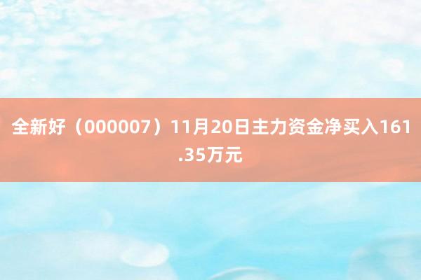 全新好（000007）11月20日主力资金净买入161.35万元