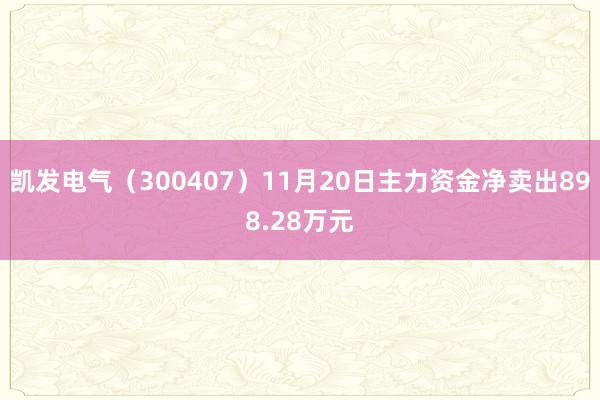 凯发电气（300407）11月20日主力资金净卖出898.28万元