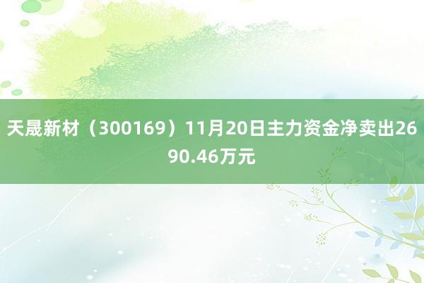 天晟新材（300169）11月20日主力资金净卖出2690.46万元